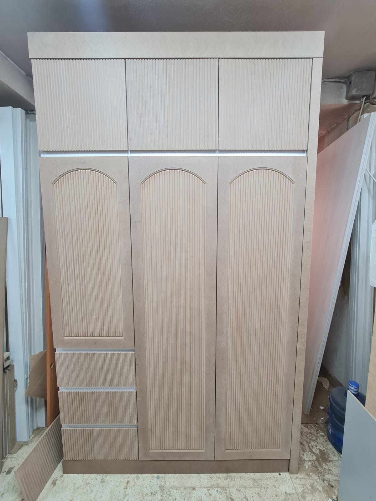 Arched fluted wardrobe doors — workshop assembly